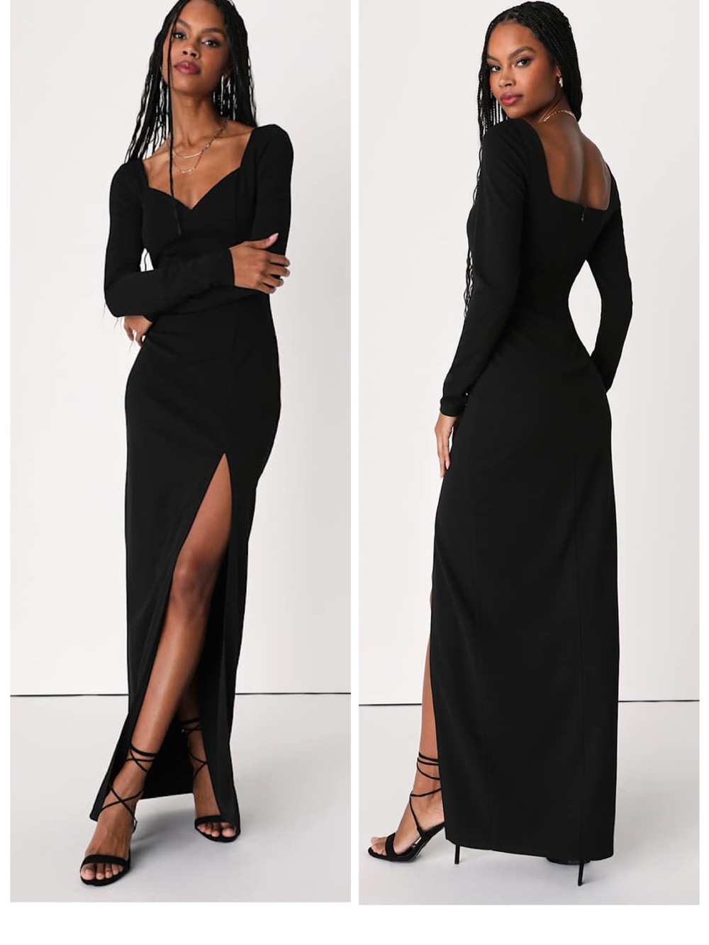 Lulus Save a Little Bliss For Me Black Long Sleeve Bodycon Maxi Dress Medium NWT
